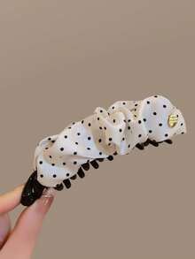 1个时尚波点褶皱扭结发夹，优雅香蕉发夹，适合盘发造型，爪夹 - 彩色 - 查看 7