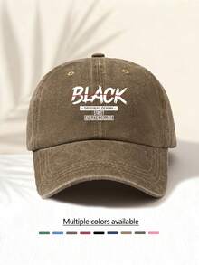 1pc Washed Baseball Cap With "BLACK" Print, Retro American Style Minimalist Casual Fashion, Unisex Essential Versatile Baseball Cap Suitable For All Ages - Washed Cap - View 6