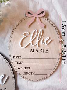 Personalized Birth Announcement Plaque, Matching Name Plate, Wooden Name Reveal Plaque, Customized Name Plate, Hospital Use Plaque, Name Plate, Bow Announcement, Bow Birth Plaque - F - Thẻ tên khai sinh B - Xem 2