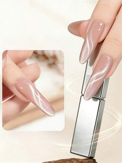 2件套猫眼磁铁套装，丝带磁铁，法式猫眼凝胶指甲油磁铁，美甲工具，猫眼磁铁，方形磁铁棒，美甲效果