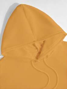 2026 New Fashion Graphic Print Sweatshirt, Dropped Shoulder Long Sleeve Casual Versatile Drawstring Sweatshirt - Turmeric - View 5