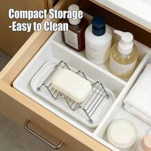 Stainless Steel Shower Caddy Shelf With Drain, Bathroom Soap Dish Rack For Shampoo, Conditioner And Soap - Silver - View 2