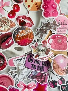55 miếng dán hình cô gái Y2K màu hồng, chống thấm nước, làm quà tặng, trang trí sổ lưu niệm, sổ tay, hành lý, đàn guitar, bình nước, ốp điện thoại, đồ tự làm. - Màu Hồng baby - Xem 7