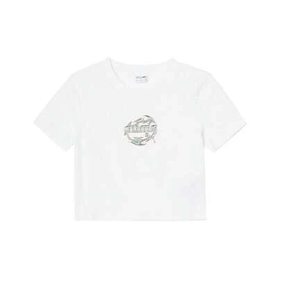 Puma 【尺码偏小】女士紧身露脐短袖T恤，时尚印花短袖T恤 62940302