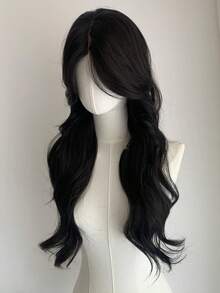 26-Inch 4*1 Small Lace Front Wig Cap, Women's Black Long Curly Wig, Suitable For Cosplay, Various Occasions And Daily Wear. Made Of High-Temperature Resistant Natural Fiber, Smooth And Realistic. - Black - View 7