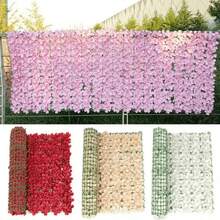 1pc Pink Artificial Petal Fence, Expandable Privacy Barrier, Garden Fence, Plastic Petal Panel, Suitable For Home Decor, Room Decor, Wall Decor, Wedding Decor, Bedroom Decor, Balcony Decor, Garden Decor Outdoor, Garden Fence, Fence Panels Outdoor, Balcony Privacy Screen, Fall Home Decor, Halloween Decor - Multicolor - View 1