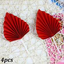 4pcs/Set Or 8pcs/2sets Beige Leaf Shaped Cake Toppers, Suitable For Birthday, Wedding, Anniversary Party Cake Decorations - Multicolor - View 12