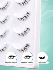 10 Pairs Cartoon-Style Natural Lengthening Lower Lashes, Delicate Makeup, Versatile False Eyelashes - Black - View 4