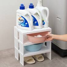 1pc Bathroom Cabinet Storage Rack, Multifunctional Plastic Layered Storage Holder, Stackable Bathroom Organizer Shelves For Washing Liquid & Washbasin Storage, Hollow Out Design, Space Saving, Detachable Bathroom Storage & Organization - Multicolor - View 5