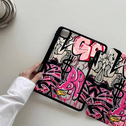 Ốp lưng acrylic trong suốt hình vẽ graffiti biểu tượng đô la dễ thương, chống sốc, tương thích với iPad thế hệ thứ 7, 8, 10 (10.2 inch), có khe cắm bút tích hợp, hỗ trợ chức năng ngủ/thức, là lựa chọn quà tặng lý tưởng.