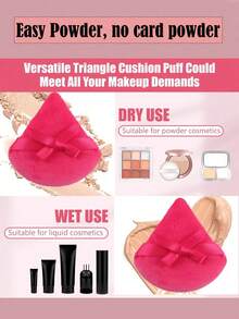24pcs/15pcs/8pcs/5pcs Triangle Makeup Sponge Puff, Soft Powder Puff For Loose Powder, Face Setting, Body Powder, Makeup Blender Sponge Set, Beauty Makeup Tools - Hot Pink - View 7
