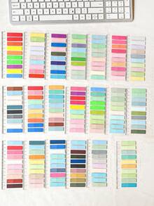 3200pcs/1600pcs/800pcs/200pcs Morandis Color Stickers, Index Stickers, Self-Adhesive Stickers, Page Labels, Morandis Color Semi-Transparent Writable Bookmarks And Reusable Bookmark Labels, Exquisite Ribbon Index Labels, European And American Retro Fluorescent PET Transparent Self-Adhesive Notes, Coding Labels - Multicolor - View 6