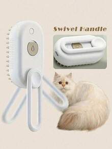 3-In-1 USB Rechargeable Pet Grooming Brush, Electric Waterproof Cat Hair Remover - White - View 3