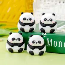2pcs Cute Panda Mini Pencil Sharpener, High-Quality Pencil Sharpener, Creative Pencil Sharpener, Portable Single-Hole Pencil Sharpener, Soft Rubber Desktop Pencil Sharpener, Small And Cute, Non-Messy, Anti-Pinch Design. - Multicolor - View 2