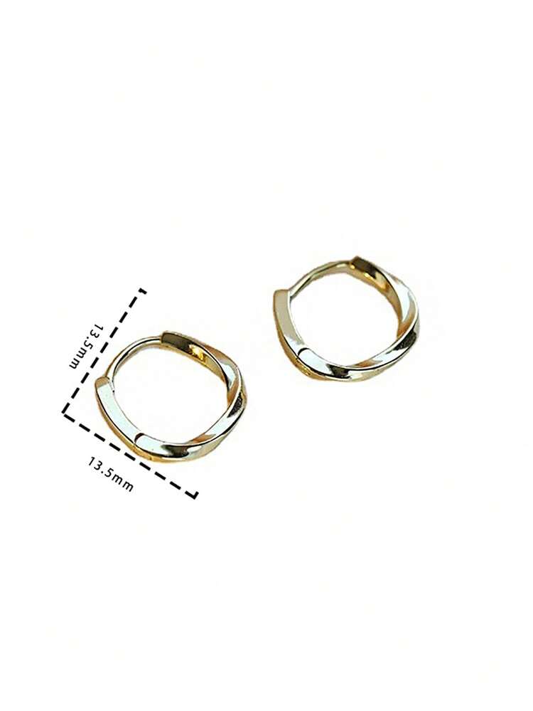 Nooxian 2pcs Women's Twisted Hoop Earrings - Silver - View 8