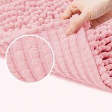 Felpudo de chenilla de peluche corto multicolor, alfombra antideslizante para la entrada del baño, alfombra absorbente, alfombra para mascotas - rosa - Ver 3