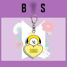 1件套BT21可爱心形亚克力钥匙扣，Koya RJ Shooky Cooky Tata Chimmy Mang包包挂饰，适合ARMY粉丝，耐用动漫周边，完美礼物 - 彩色 - 查看 12