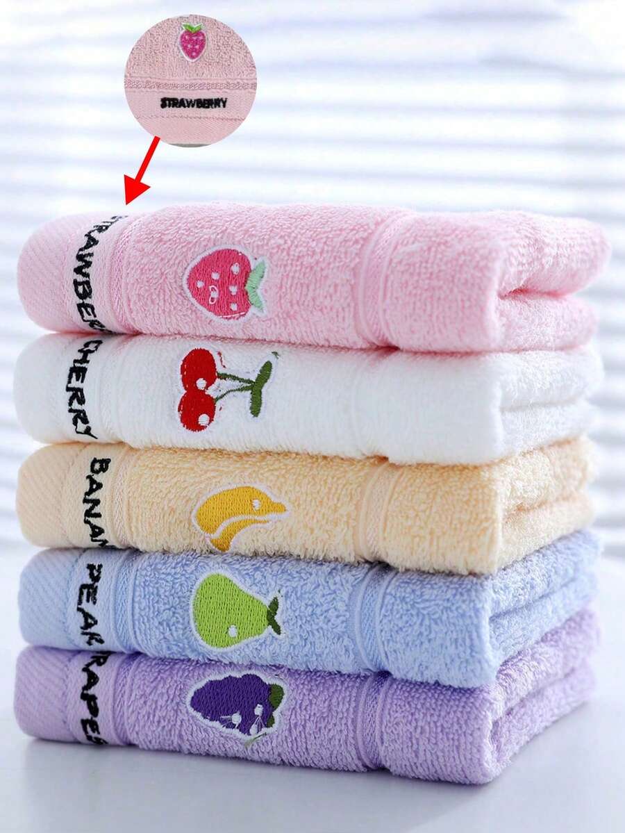 1/4条水果图案小毛巾，尺寸25x50厘米，柔软吸水速干，适用于擦脸/擦手，浴室、学校、厨房、节日礼物、旅行和户外活动，男女通用，吸水性强，快干，不褪色，家用和酒店两用，可定制毛巾，酒店用品