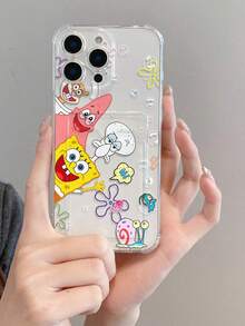 SpongeBob SquarePants 1 chiếc ví đựng thẻ trong suốt dễ thương và vui nhộn - Họa tiết hoa lớn, bong bóng, chống rơi, phù hợp với Apple 11/12/12 Pro Max/14 Pro Max/15/15 Pro/16/16 Pro Max/17 và các dòng máy khác. - Nhiều màu - Xem 7