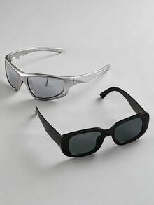 Hai cặp kính mắt kiểu mắt mèo cổ điển thập niên 2000, phù hợp để sử dụng hàng ngày. - Đen và trắng - Xem 2