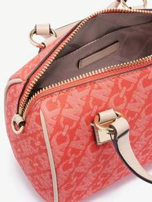 Michael Kors Grayson Classic Solid Color Logo Zipper Boston Bag, Women Handbag - Coral Red - View 7