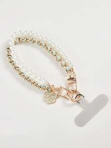 1 dây đeo điện thoại bằng ngọc trai sang trọng kiểu cổ điển + mặt dây chuyền kẹp điện thoại đeo tay, phù hợp với ốp lưng điện thoại và móc khóa thông dụng - Chuỗi ngọc trai nhiều màu - Xem 13