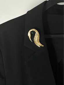 1枚女士优雅简约金属艺术造型时尚婚礼胸针，独特个性情侣魅力配饰 - 彩色 - 查看 12