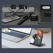 无线充电站，适用于 Ultra/S24/S23/Z Fold 手机和手表，支持快速充电，兼容三星 Watch 8/7/6/5 和 Buds 3/2/Pro - 黑色 - 查看 9