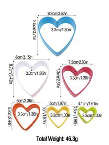 6件/18件彩色塑膠餅乾模具，雙面圓形（花紋/平滑）愛心、花朵3款，兒童烘焙DIY模具，家用麵糰壓模，節日家庭烘焙必備廚房工具，適用於情人節/母親節/兒童節/聖誕節，隨機顏色 - 查看 7