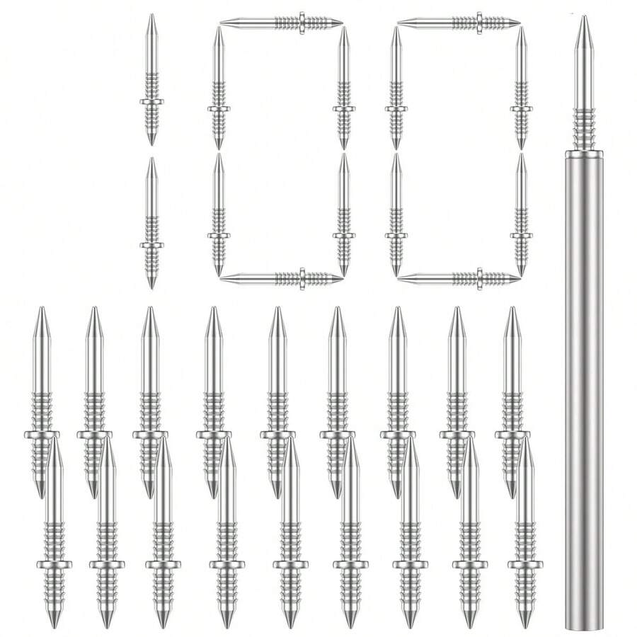 100 Pcs Double-Head Skirting Thread Seamless Nail,Skirting Line Without Marks Nail,Dual-Headed Nails With 1 Installation Barrels,Equipped With Nail Specific Sleeve Tool - Default - View 1