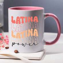 1pc, 11oz Ceramic Coffee Mug, LATINA Insulated Thermal Tea Cup With Prominent Orange LATINA Logo, Suitable For Women, Office, Home Or Gatherings, Durable Barware Accessory - Pink - View 4