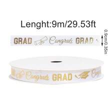 29ft 2026 Graduation Ribbon, Black White Gold Foil Graduation Party Decor Ribbon, Gift Wrapping Ribbon, Congratulations Party Decor, DIY Wreath Making - Multicolor - View 14