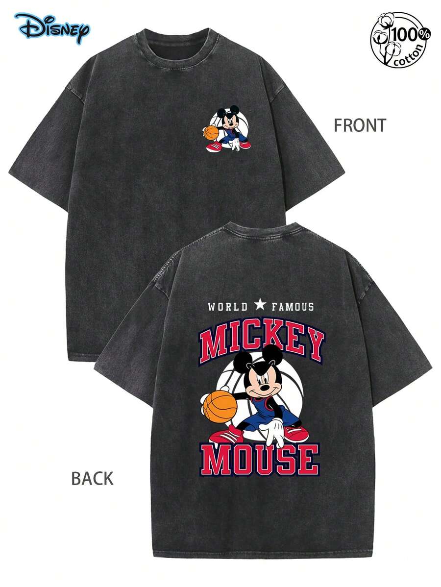 Disney Mickey Basketball Jersey Short Sleeve Graphic T-Shirt, Disney Mickey Basketball Themed T-Shirt, American Retro Basketball Mickey Loose Short Sleeved Shirt, Vintage T Shirts, Disney Summer Shirt, 230G Washed High-Quality Cotton Double-Sided Printed T-Shirt, Disney Mickey Basketball Pattern Couple Top, American Street Style T-Shirt, Disney Basketball Mickey Heavyweight Washed T-Shirt, Disney Sports Style Casual T-Shirt, Mickey Mouse Summer Short Sleeved Shirt, Vacation Style Casual Summer Short Sleeved Shirt, Disney Basketball Men's T-Shirt - 黑色 - 查看 1