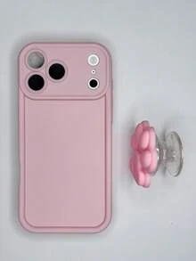 1pc Creative Pink Cat Paw Heart Air Cushion Bracket Perforated Photo Frame Phone Case Compatible With Apple 11/11 Pro Max/12/12 Pro/12 Pro Max/13/13 Pro/13 Pro Max/14/14 Plus/16 Pro Max/17 Pro Max, Galaxy S26 S25 S24 S23 S22 Ultra, 14C, Moto G Series, C55 - Pink - View 3