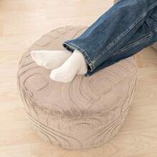 Asuprui - Taburete otomano redondo de piel sintética reposapiés para silla de piso reposapiés para sala de estar recámara o boda regalos de 20 x 20 x 14 pulgadas caqui - Caqui - Ver 4