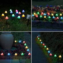 完美節日禮物 太陽能花園蘑菇燈 20 LED 迷你太陽能地插路徑燈 8 種照明模式 高品質戶外景觀裝飾 暖白色/彩色 可愛逼真蘑菇燈 適用於露台草坪復活節假期派對 - 彩色光 - 查看 7