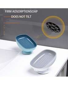 1pc Soap Dish With Strong Suction Cup, Removable Double-Layer Drainage Design Soap Holder, Suitable For Bathroom, Shower, Kitchen Sink, Bathtub, Toilet Plastic Soap Tray - Multicolor - View 4