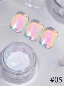 1g Polvo de uñas de arcoíris con efecto de espejo aurora - 6 colores, crea un efecto de uñas soñadoras - Multicolor - Ver 11