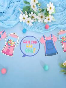 Pancarta decorativa de máquina de caramelos de dibujos animados para fiesta de cumpleaños, adecuada para decoración de vacaciones, creación de ambiente festivo, fondo de fiesta de 1er cumpleaños para niños y niñas, pancarta de papel resistente a los desgarros y de colores, accesorio fotográfico para fiesta de cumpleaños - Multicolor - Ver 2