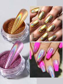 Holographic Nail Powder 1G/Pcs Iridescent Unicorn Nail Art Pigment 10Pcs/Set - Multicolor - View 2