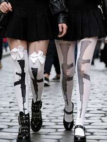 1 Pair Spring/Summer New Arrival Printed Over-The-Knee Socks, Sweet & Cool Fashion, High-Elasticity Comfortable, Suitable For Daily Wear, Fashion Item, Couples, Holiday Gifts - Multicolor - View 2