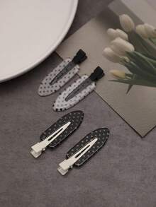 4pcs/Set Acetate Seamless Hairpin, Black & White, Acrylic Alligator Hair Clips, Cute Bangs & Hair Clips Accessories, Hair Accessories For Women, Hair Tools, Beauty Accessories, Curly Hair Accessories, Hair Accessory, Hair Accessories, Hair Accessories For Women,Fall,Travel, Hair Tools,Accessories Women,Summer,Holiday - Multicolor - View 2