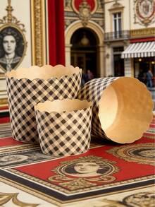 100个加厚涂层纸杯蛋糕托，蛋糕衬垫，纸杯，格子蛋糕托，纸杯蛋糕衬垫，适用于婚礼、甜点、派对 - 彩色 - 查看 1