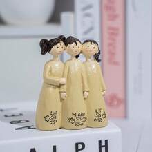 1pc Handpainted Beige Dress 3 Sisters Sculpture, Designed With 3 Embracing Figures In Small, Medium And Large Sizes, Suitable As Desktop Decor, Commemorative Piece, Gift For Sisters, Birthday, And Creating A Warm Home Atmosphere - Three Sisters - View 4