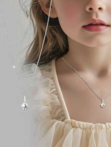 1 Peça Colar minimalista com pingente redondo em prata de lei S925, adornado com cristais brilhantes, ideal para meninas e mulheres, presente de formatura/aniversário para melhores amigas, acessório para uso diário. - redondo - Visão 4