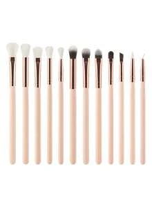 12支眼部化妆刷套装，木柄化妆刷，柔软自然，绽放眼影刷，眉刷，眼部和面部眼部精细美容工具。 - 彩色 - 查看 10