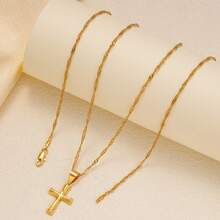 1条金色扭链十字架项链，适合女性通勤和日常佩戴 - 金色 - 查看 7