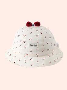 1pc Heart & Bow Baby Sun Hat, Spring/Summer Baby Girl Outdoor Visor Cap, UV Protection Bucket Hat - Multicolor - View 4