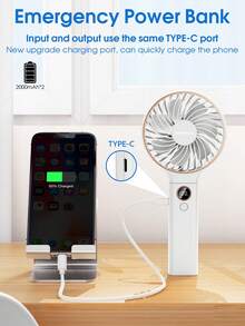 Sweetfull Portable Folding Handheld Fan, 6-Speed Adjustable/USB Rechargeable/With LED Display, Rechargeable And Foldable Personal Fan, Suitable For Outdoor Sports Camping/Study Bedroom Living Room Office Learning Use - Foldable - View 5