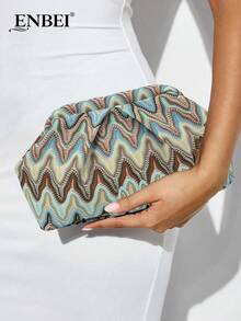 ENBEI 优雅摩洛哥风情手拿包 - 化妆包、沙滩包、时尚女士手提包、贝壳包，百搭简约，别致晚宴包，完美适用于派对、晚宴、婚礼、约会、购物等场合。母亲节、节日或圣诞节的理想礼物。 - 彩色 - 查看 3